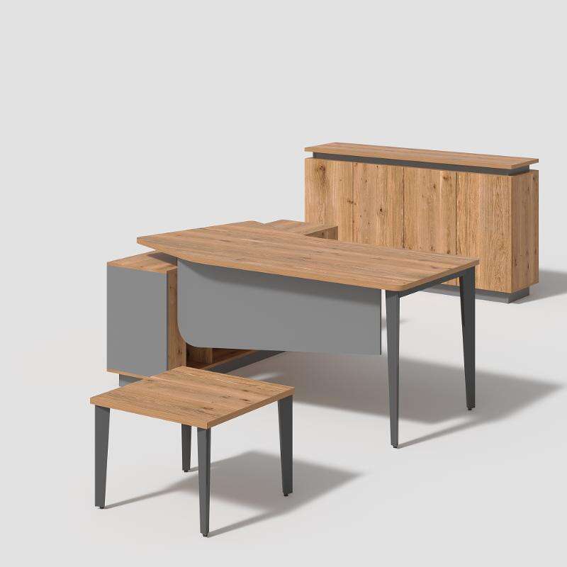 Iron Frame Home Office Furniture Melamine Office Desk with Cabinet