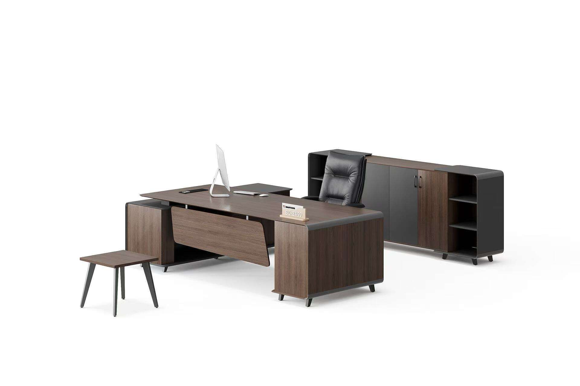 Modern Style Melamine and Iron L Shape Table with Cabinet and Coffee Table