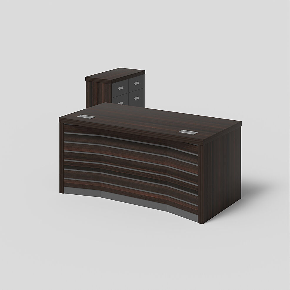 Modern Style Melamine Board Office Table + Side Table with Mobile drawer