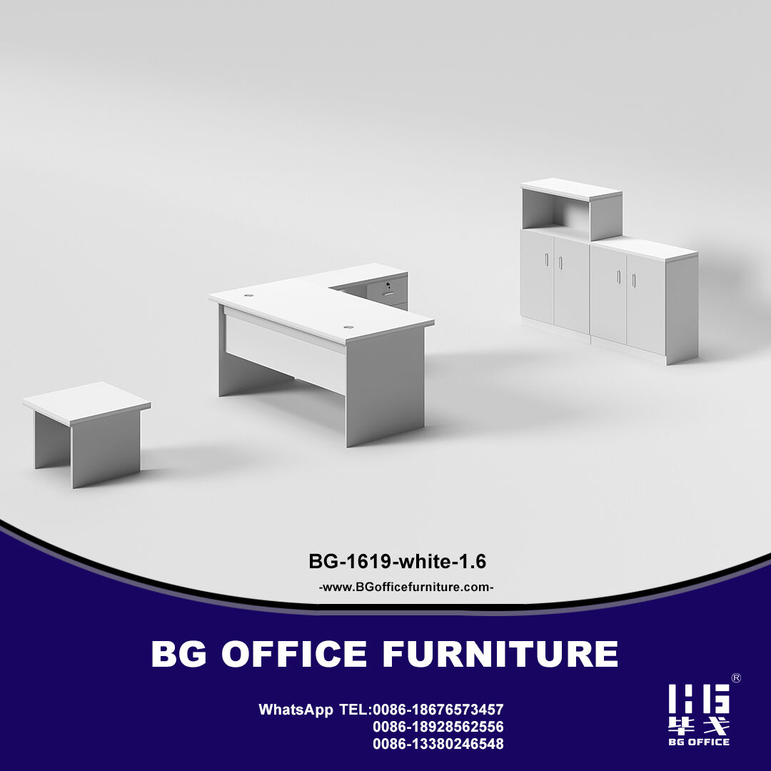 Modern Style Melamine L Shape Table with Cabinet and Coffee Table