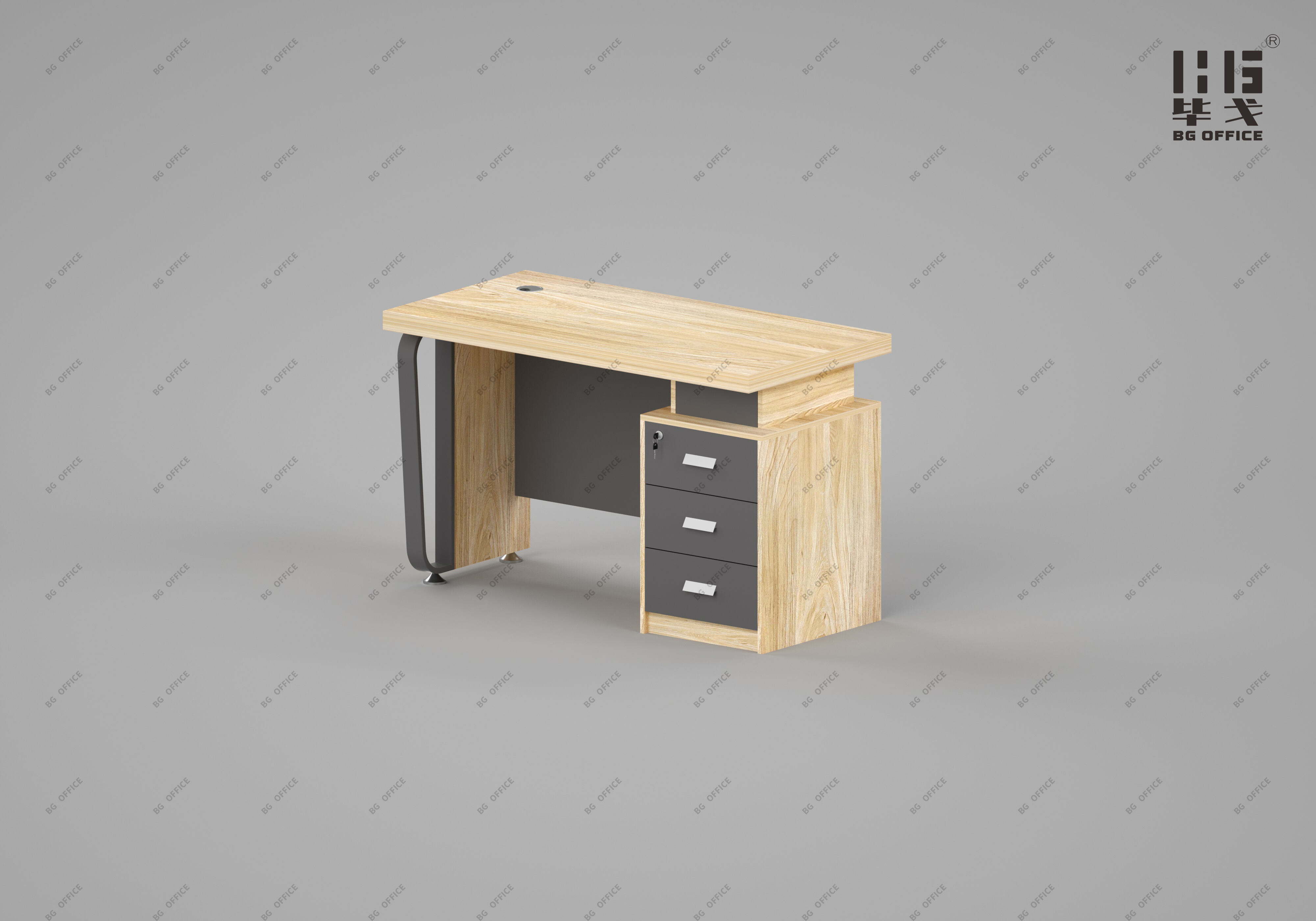 Modern Style Melamine Board and Iron Legs Staff Table for Employee