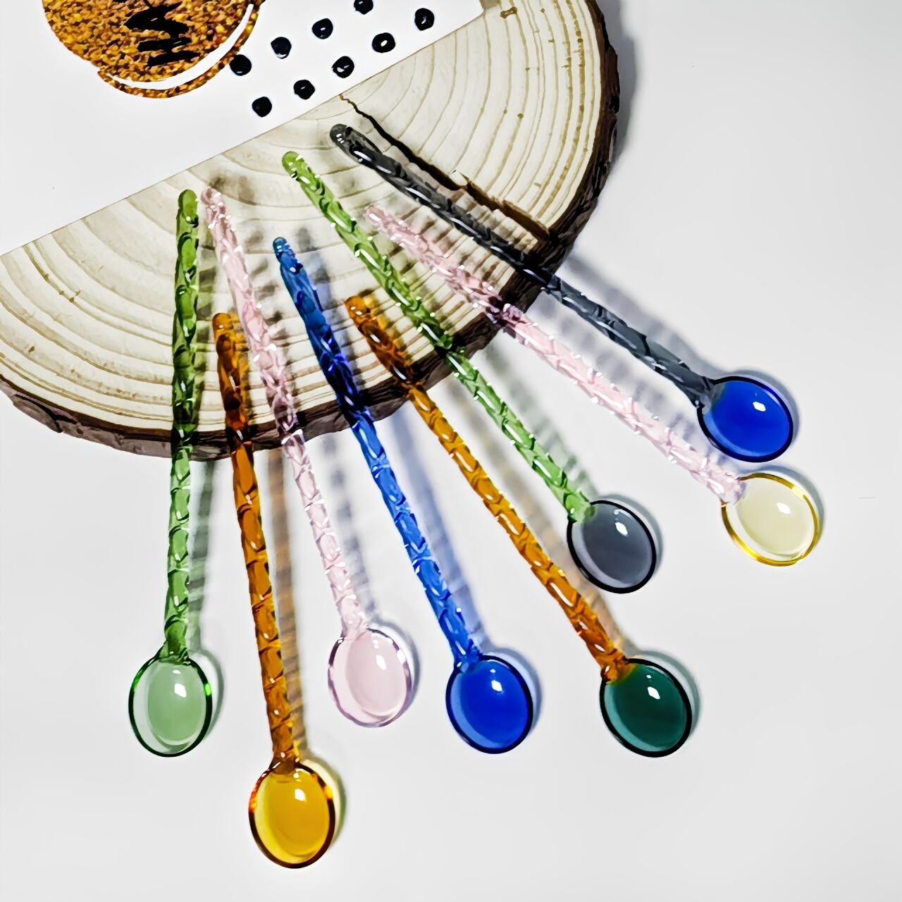 Twisted Glass Spoon | Spiraled Stirring Spoon | Handmade Borosilicate Glass | Coffee Scoop & Drink Mixing Spoon