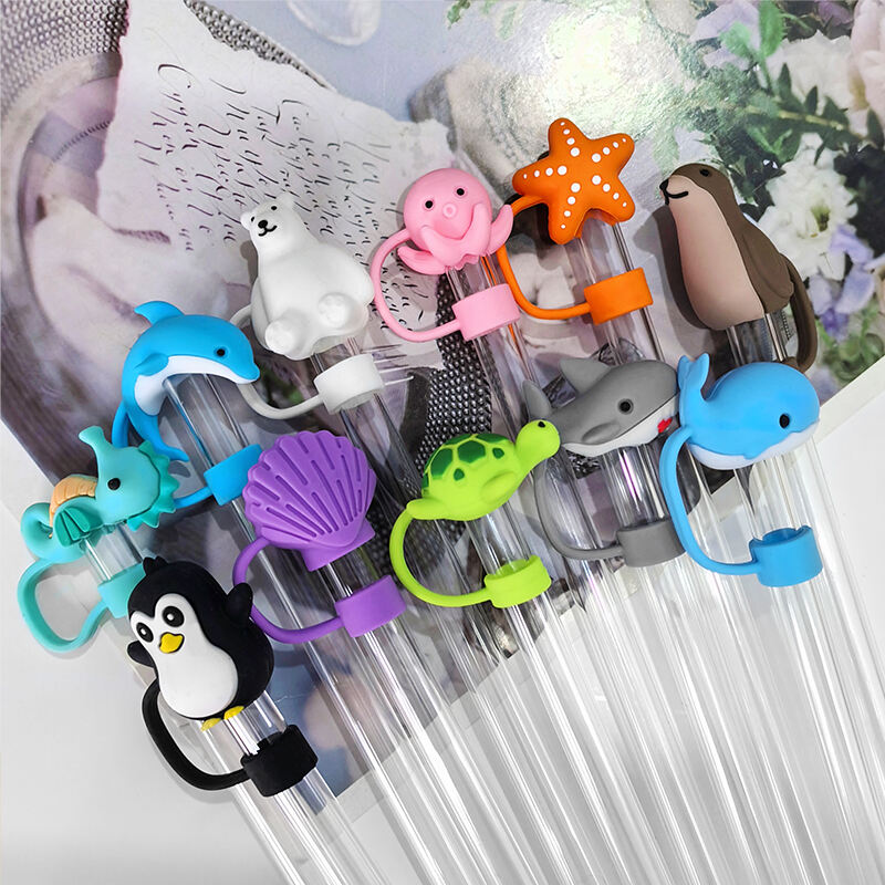 Silicone Straw Topper-marine animal