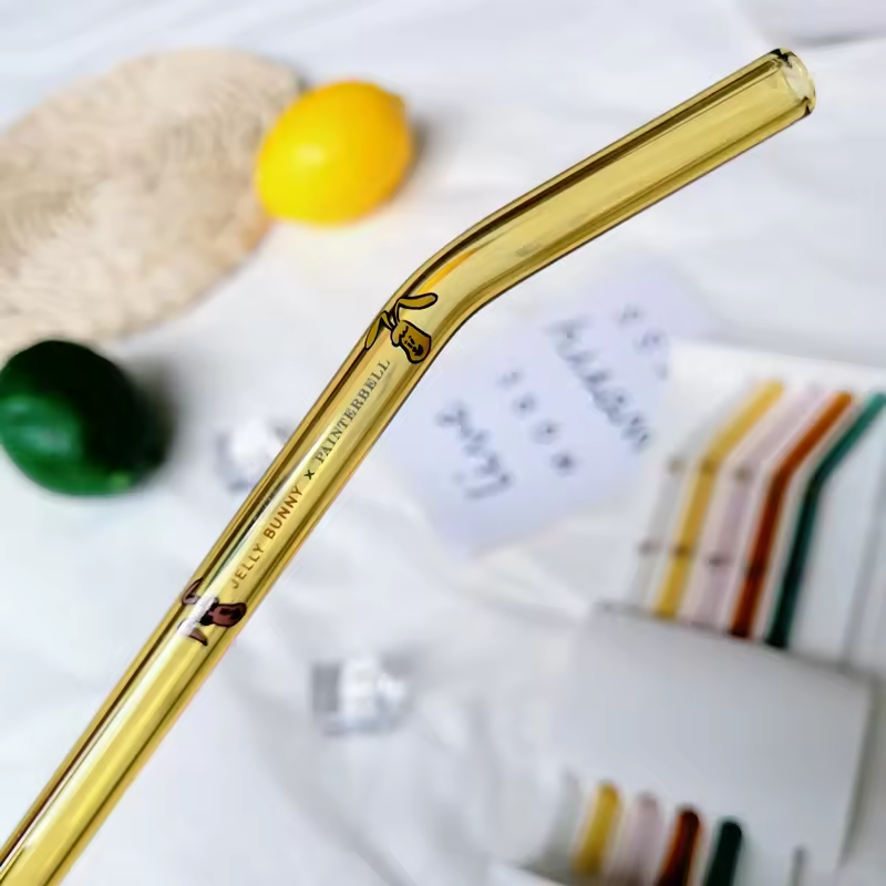 Custom Logo Glass Drinking Straw Set