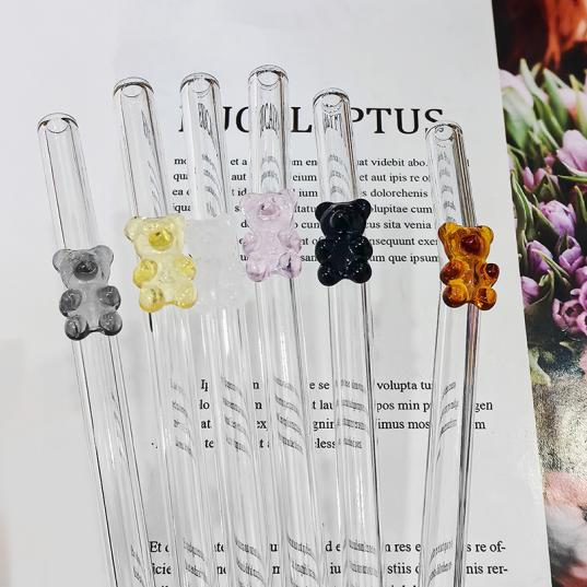 Bear glass straw