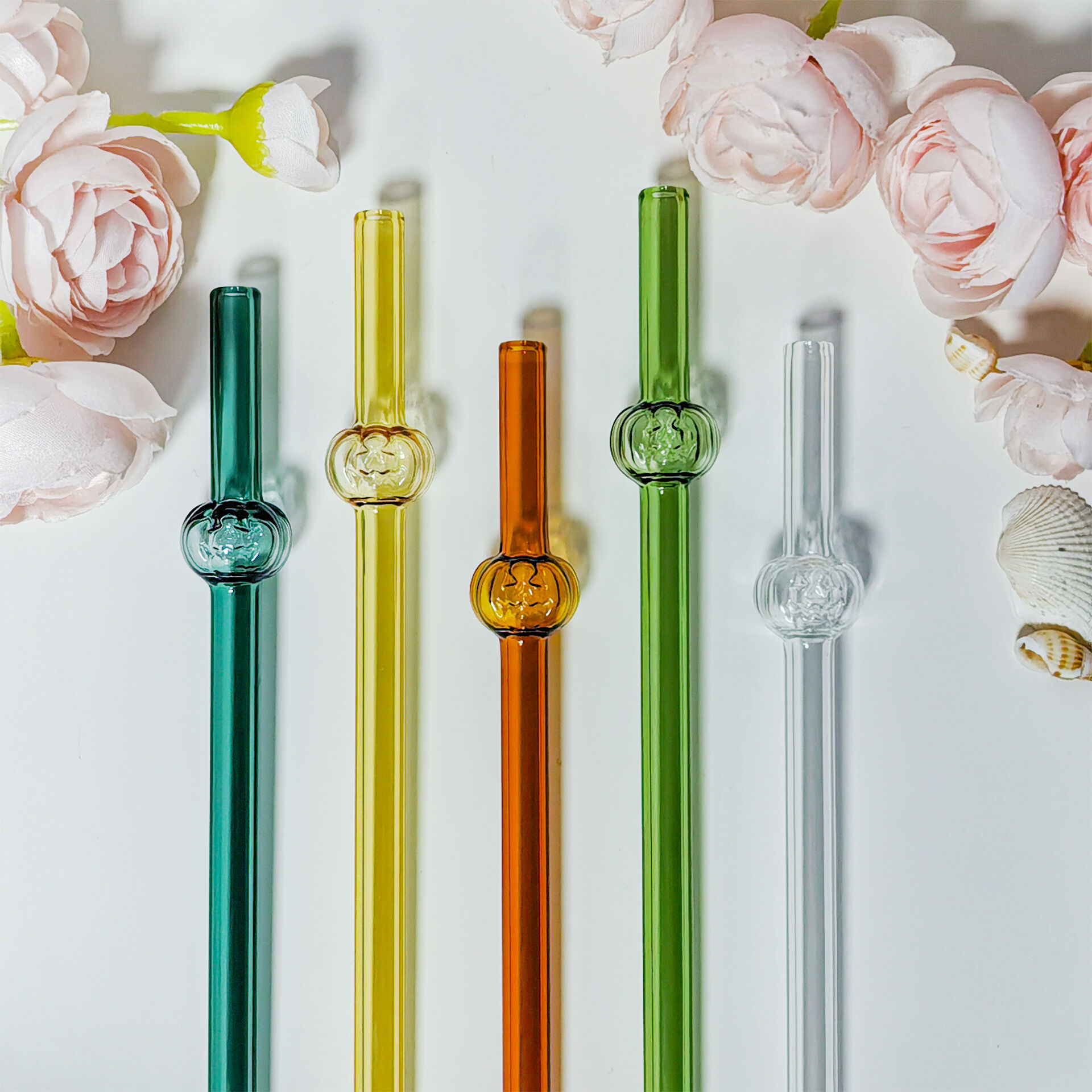 Re-usable  Glass Straw Accessories Environmentally Friendly and Pumpkin Series  for Bar Glass Drinkers Bulk Packaging