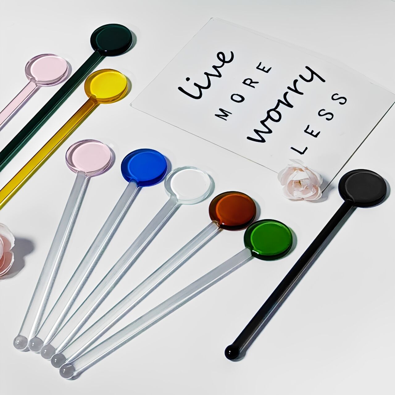 Disc-Shaped Glass Stirring Rod | Round Disc Bar Mixer | Handmade Borosilicate Glass | Cocktail Stirrer & Drink Stir Stick