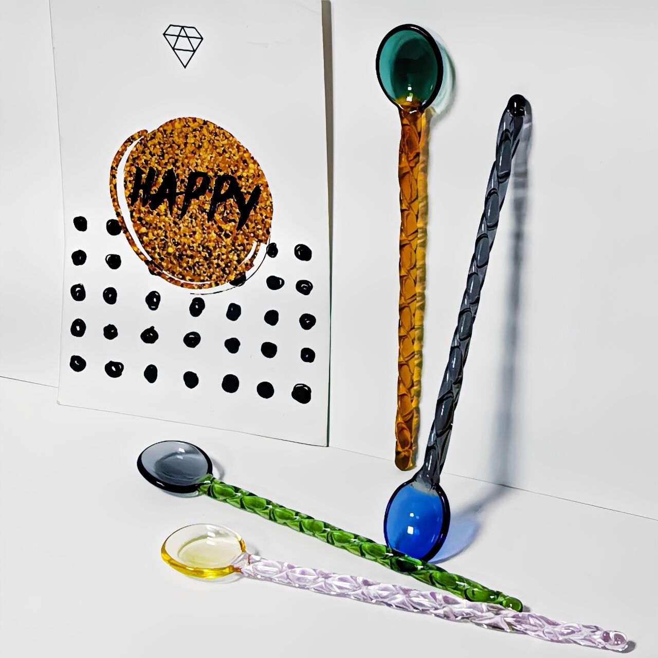 Twisted Glass Spoon | Spiraled Stirring Spoon | Handmade Borosilicate Glass | Coffee Scoop & Drink Mixing Spoon