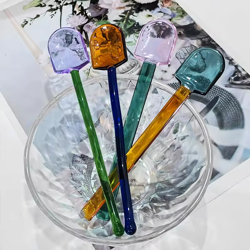 Multi-color Glass Icecream Spoon 