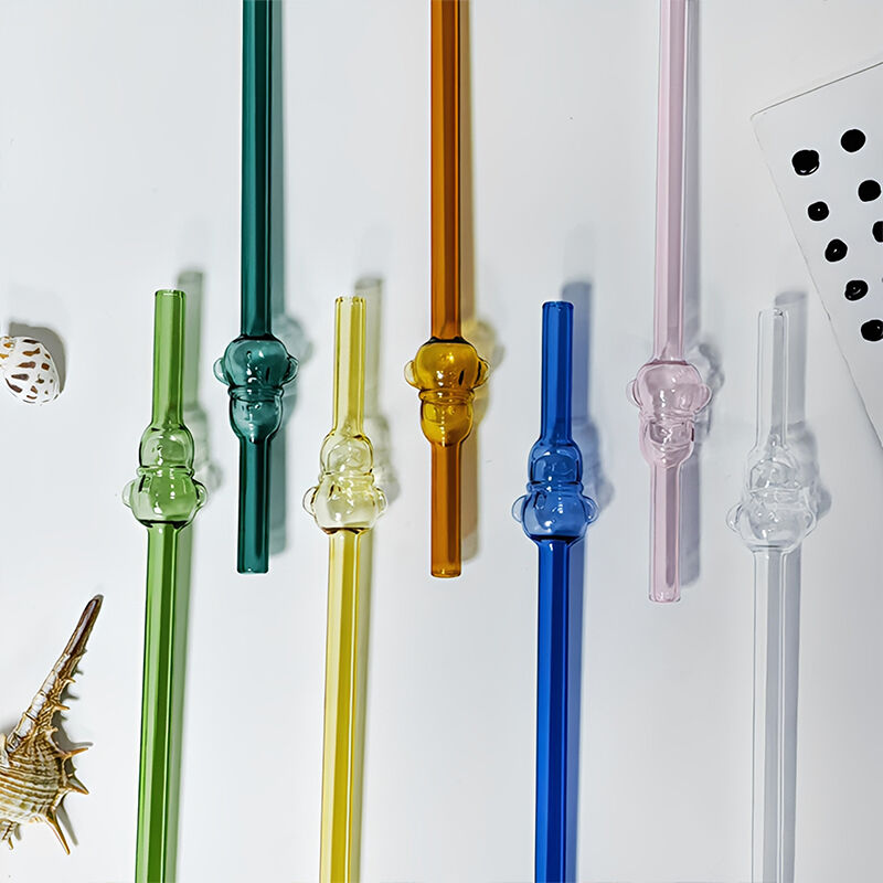 Re-usable Colored Glass Straw Accessories Environmentally Friendly and Snowman  for Bar Glass Drinkers Bulk Packaging