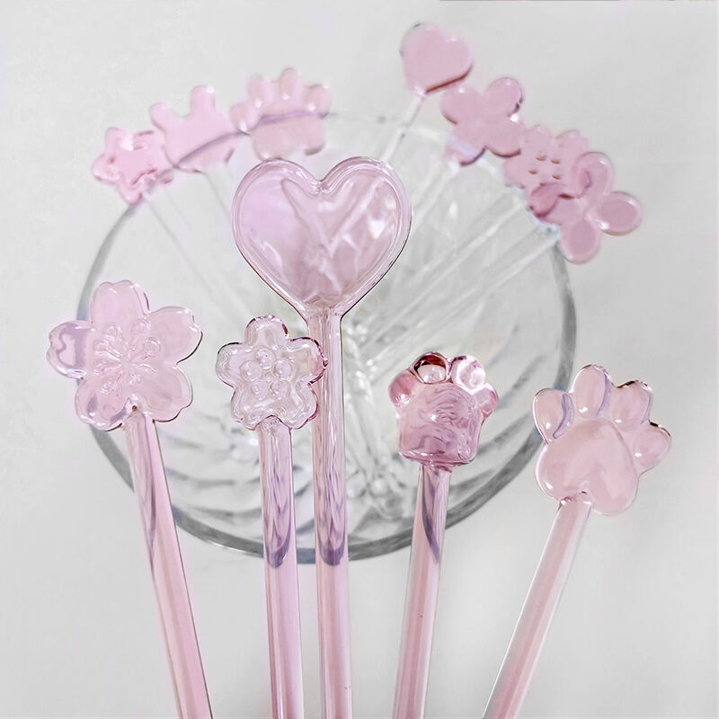 pink glass stirring rods