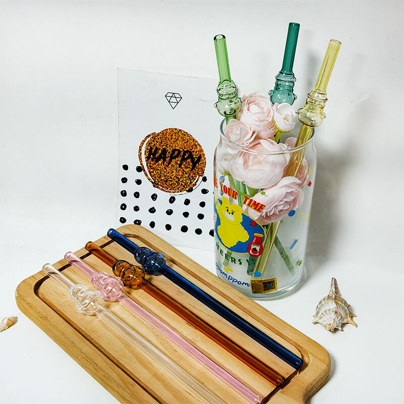 New Arrival Drinking Glass Straw  Cute StraightType Reusable Snowman with hat Glass Straws