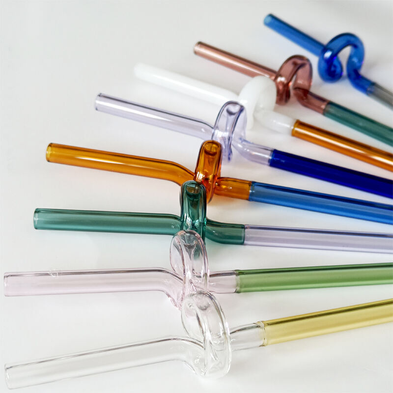 customize glass straw---Creative Glass straw in circle  shapes