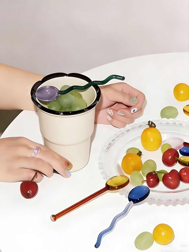 Wave Handle Glass Spoon | Non-Slip Design | Multi-Purpose | Crystal Clear