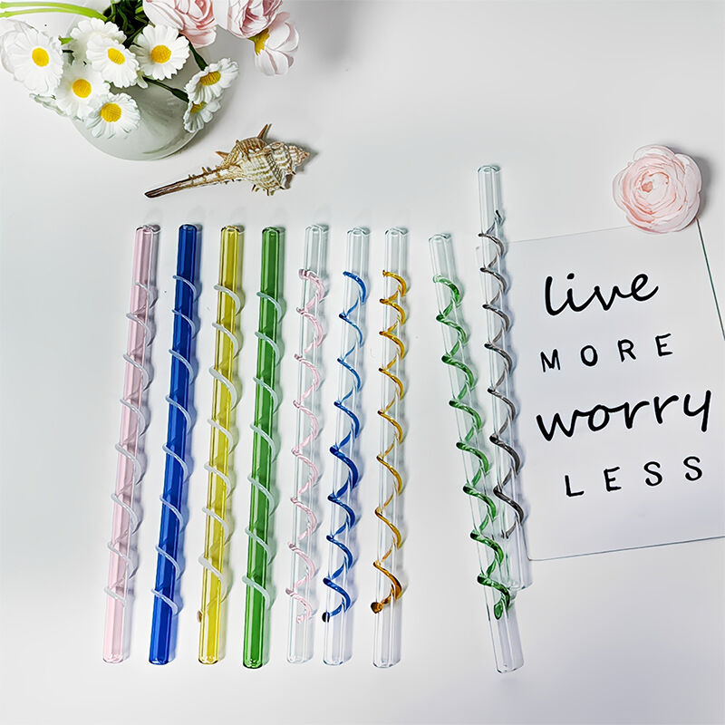 Filigree Wrapped Glass Straws | Twisted Wire Art Drinking Straws | Handmade Borosilicate Glass | Reusable Artistic Eco-Straws