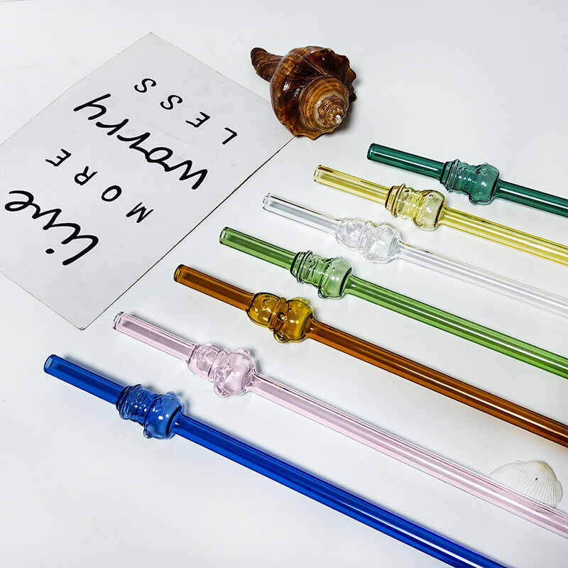 New Arrival Drinking Glass Straw  Cute StraightType Reusable Snowman with hat Glass Straws