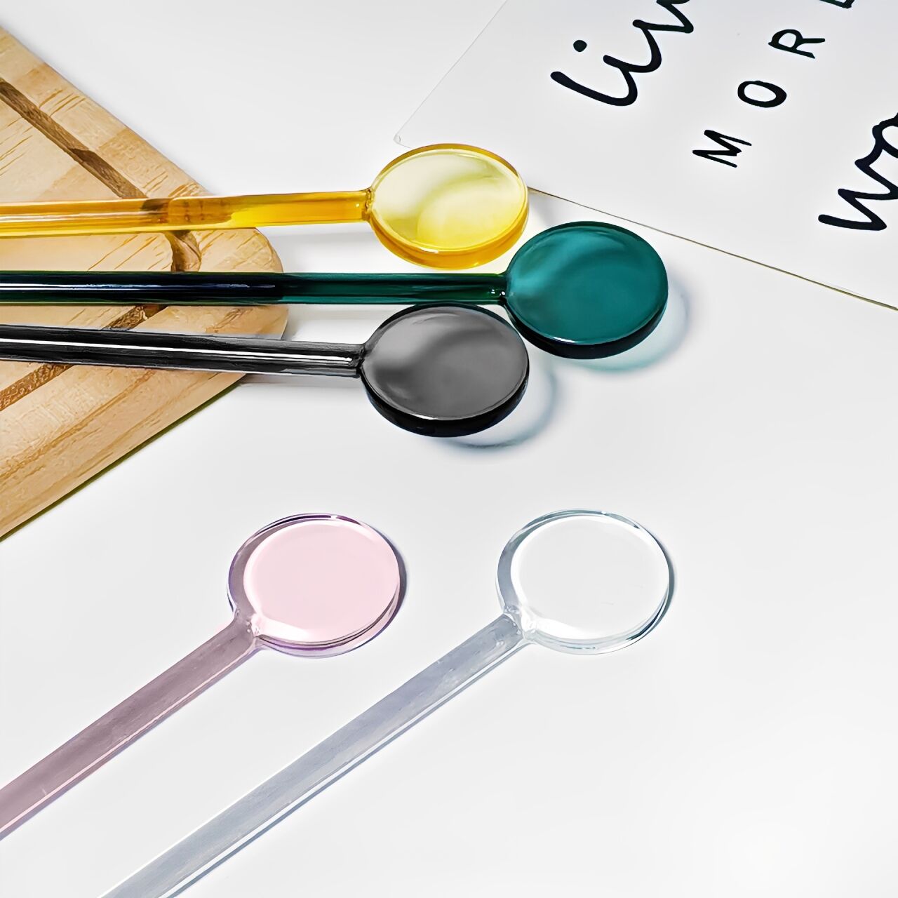 Disc-Shaped Glass Stirring Rod | Round Disc Bar Mixer | Handmade Borosilicate Glass | Cocktail Stirrer & Drink Stir Stick