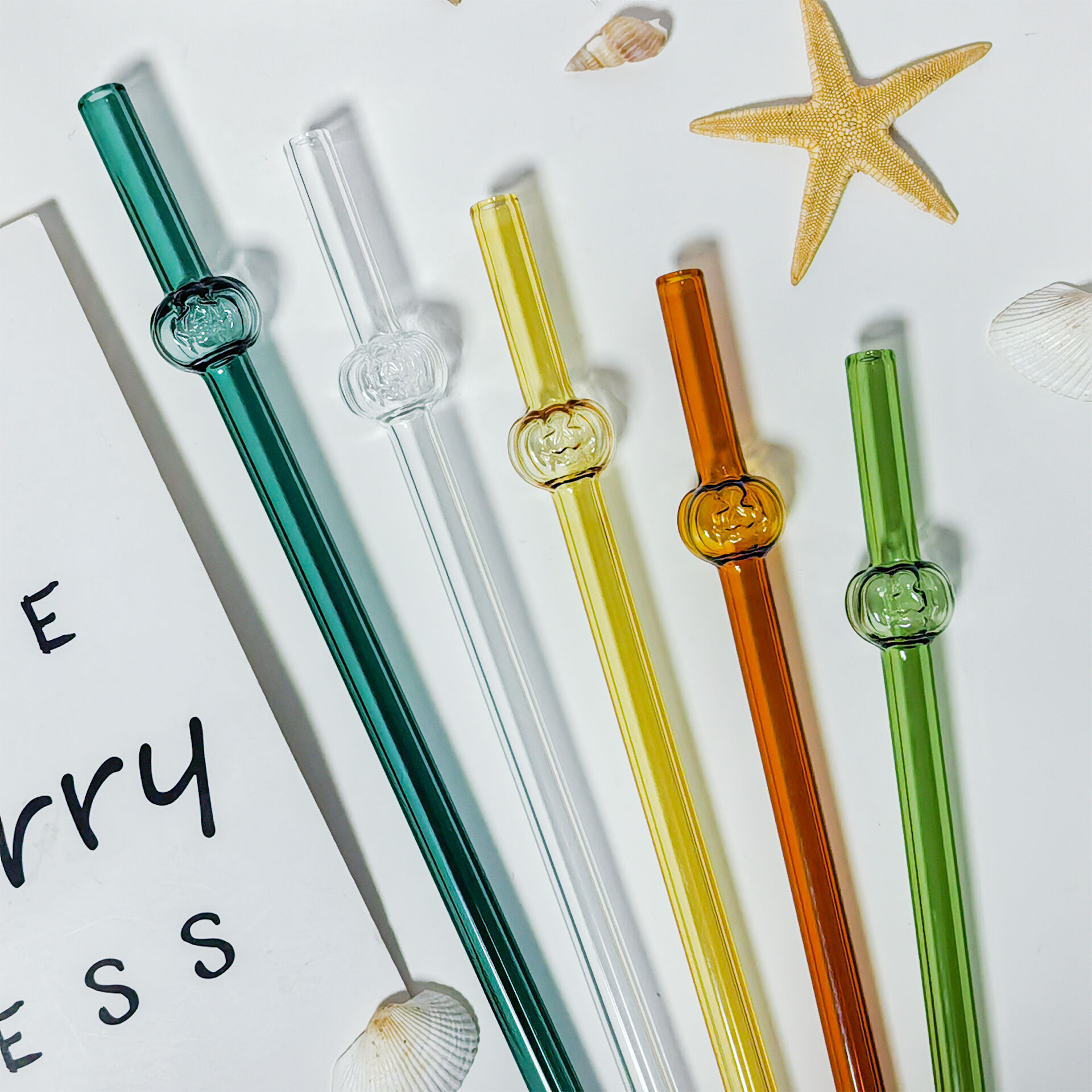 Re-usable  Glass Straw Accessories Environmentally Friendly and Pumpkin Series  for Bar Glass Drinkers Bulk Packaging
