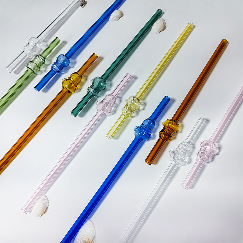New Arrival Drinking Glass Straw  Cute StraightType Reusable Snowman with hat Glass Straws