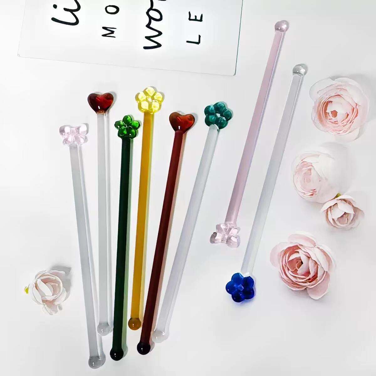 Glass Stirring Sticks |Heart | Bow | Star | Four-Leaf Clover | Handcrafted Charm