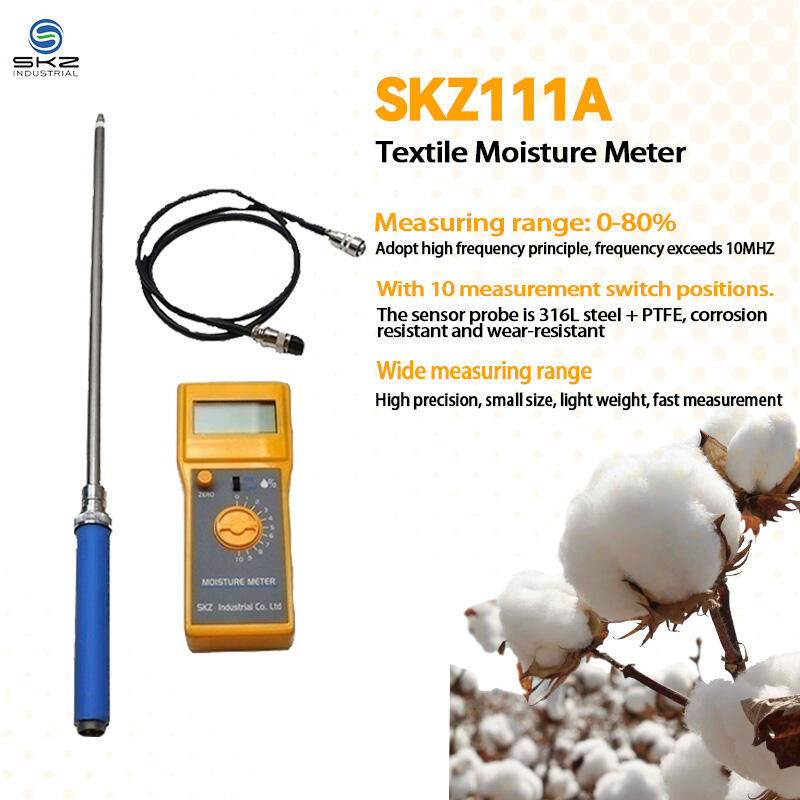 SKZ111A Textilní tkaninový bezjehlový měřič vlhkosti, měřicí přístroj pro vlhkost textilních tkanin