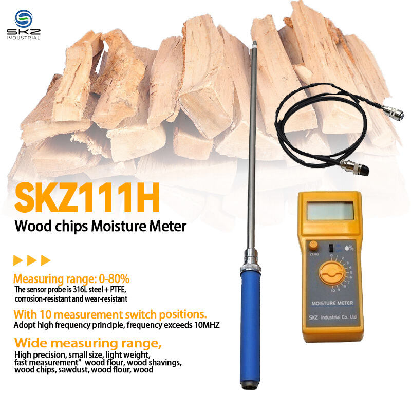 ເຄື່ອງວັດແທກຄວາມຊື້ນຂອງເສັ້ນໄມ້ SKZ111H: ເຄື່ອງທົດສອບຄວາມຖີ່ສູງ 0-80% ສຳລັບເສັ້ນໄມ້ບົດ, ເສັ້ນໄມ້ຝຸ່ນ ແລະ ຝຸ່ນໄມ້