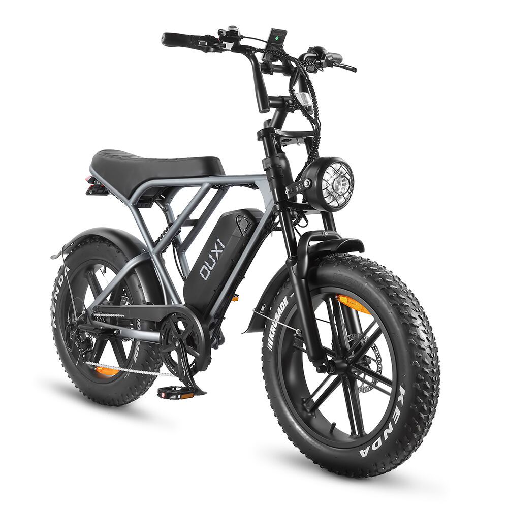 OUXI H9 Electric Bike Full Suspension Grey Steel Aluminum Alloy Feame Bicycle 48V 20Inch Fat Tire Ebike