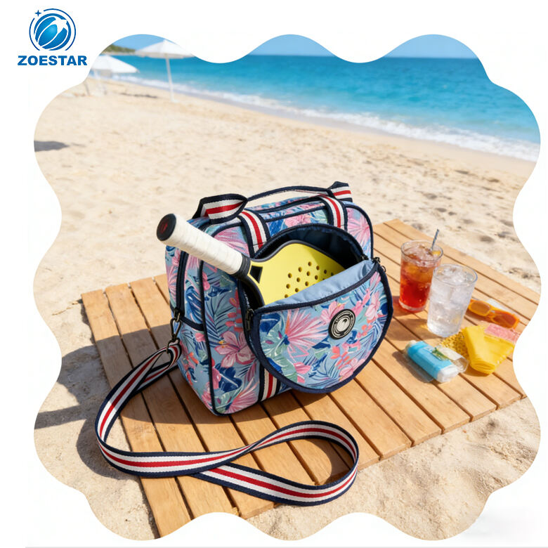 Prenosna torba iz platnene tkanine s cvetličnim vzorcem za rakete za badminton, tenis, padel in rackquetball, modne športske prenosne torbe za ženske