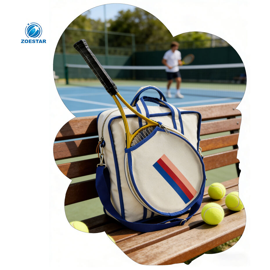 Custom Logo Multi-Functional Canvas Racket Tote Bag Young Portable Sports Beach Tote Bag For Tennis, Pickleball, Badminton racket Training and Matches