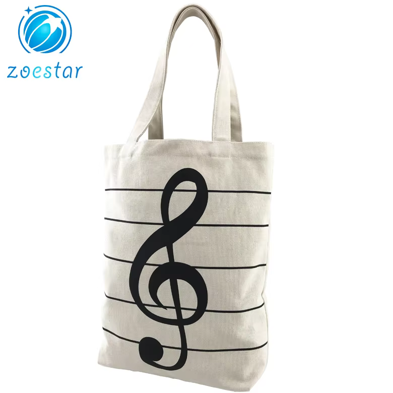 canvas tote bag with musical notation printing reusable canvas shoulder shopping bag gift-2