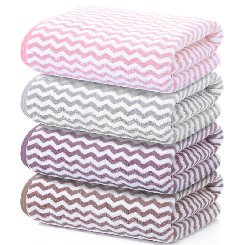 Custom Printed Strip Design 70x140cm Microfiber Bath Towel Adult Reusable Coral Fleece Household Wash Face Dry Hair Shower Towels