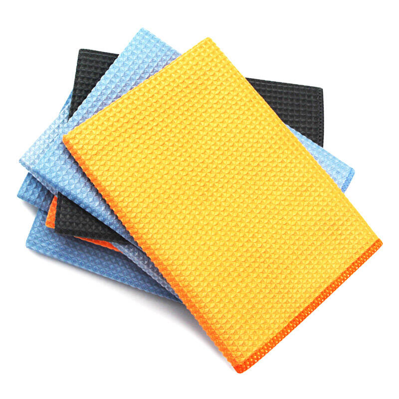 Pineapple Grid Streakless Micro Fiber Glass Cleaning Cloth Waffle Weave Microfiber Car Window Cleaning Drying Towels