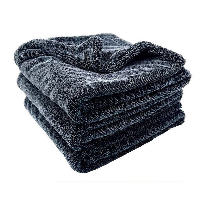 OEM/ODM 60x90cm 1300gsm 1400gsm Double Sided Streak Free Micro Fiber Car Drying Towel Twisted Loop Car Wash Cleaning Polishing Cloth