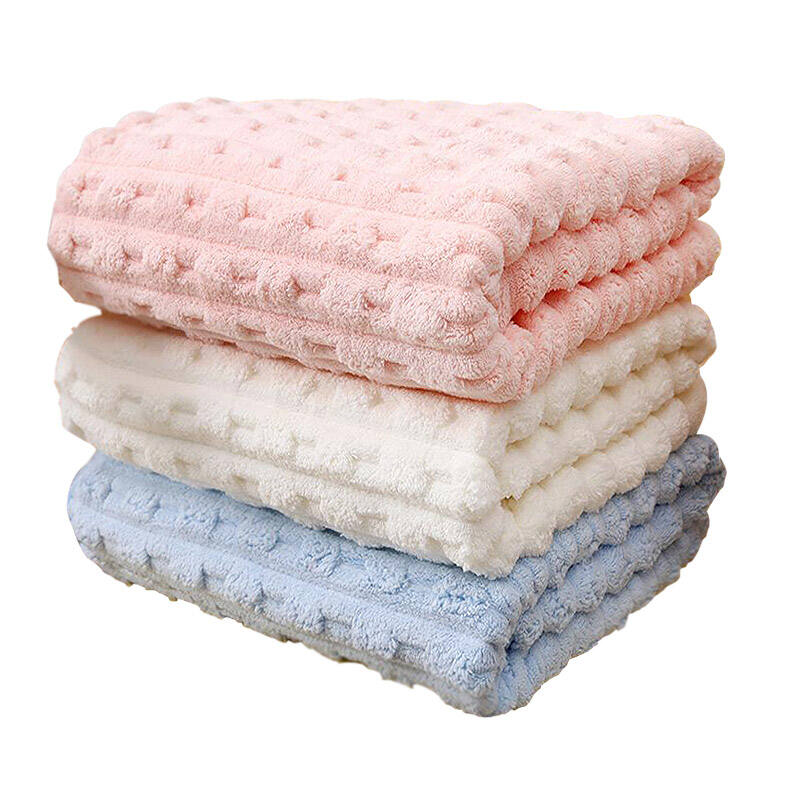 Factory Pricing Selling 70x140 Cloud Grid Wrap Towels Super Soft Absorbent Quick Dry Thick Coral Fleece Velvet Microfiber Bath Towel