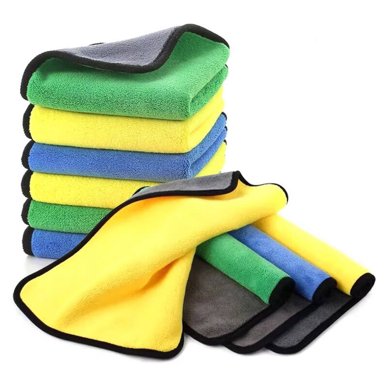 Ultra Thick Water Absorbent Coral Fleece Fabric Car Microfiber Towel Double-Sided Quick-Dry Micro Fiber Car Wash Cleaning Drying Towel