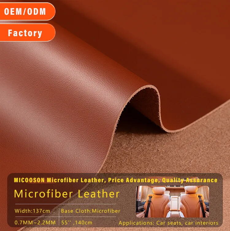 Microfiber Leather 1.2mm Thick Bottom Cloth Upholstery Leather For Car Seat supplier