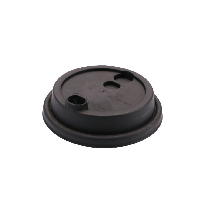 80mm PP Plastic Cup Lids With Heart Stopper - Matte Black/White,PP-80F-02