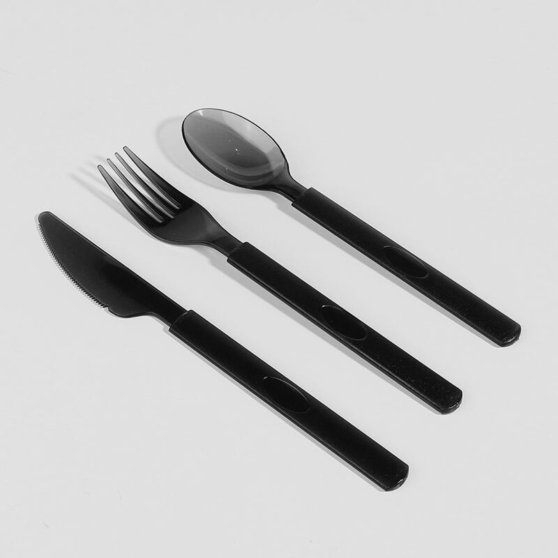 8g PS Disposable Plastic Cutlery Set - Knife, Fork,Spoon And Spork Black PS-American style