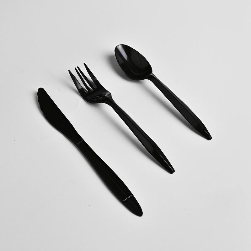 2.5g PP Disposable Plastic Cutlery Set - Knife, Fork,Spoon And Spork Black  PP-2.5g