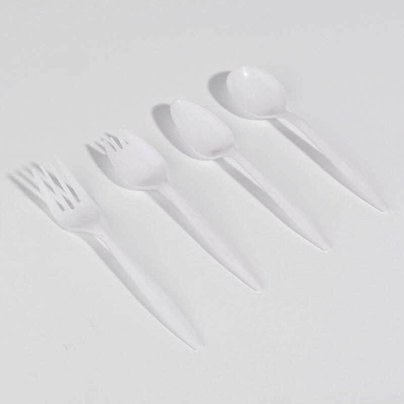 2.5g PP Disposable Plastic Cutlery Set - Knife, Fork,Spoon And Spork White  PP-2.5g