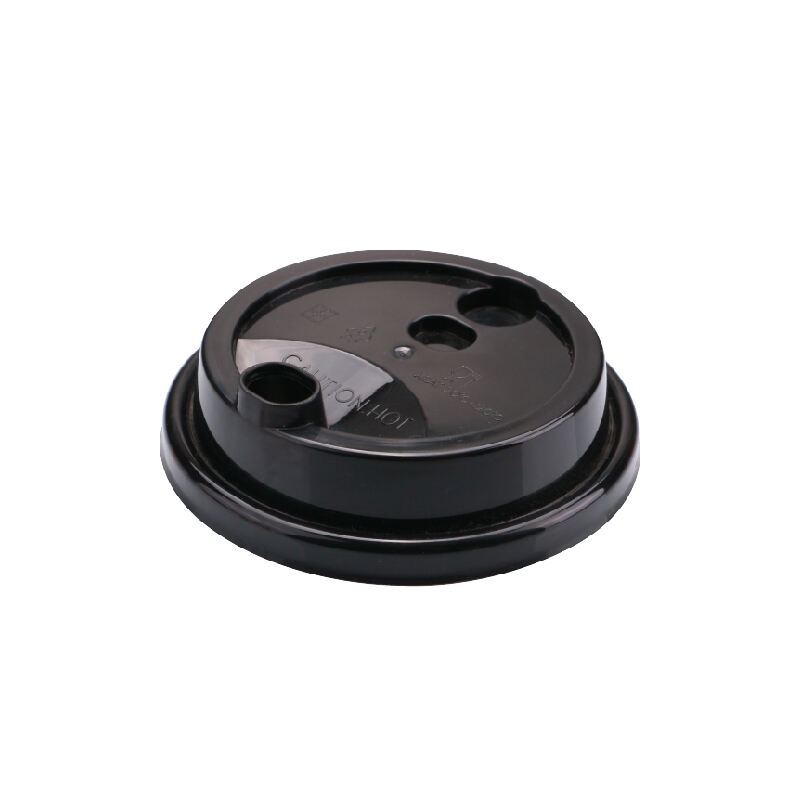 80mm PP Plastic Cup Lids With Heart Stopper - Light Black/White,PP-80F-03