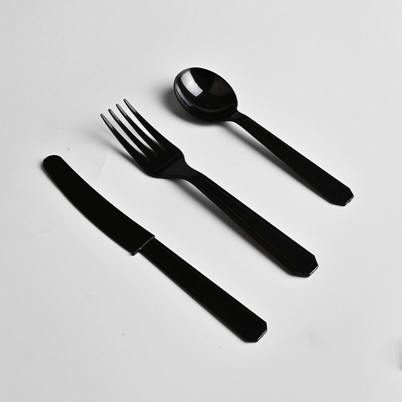 4.2g PS Disposable Plastic Cutlery Set - Knife, Fork,Spoon And Spork Black  PS-74