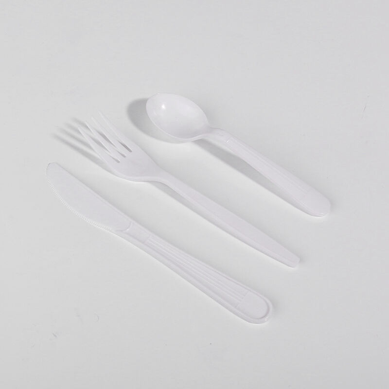 5.4g PP Disposable Plastic Cutlery Set - Knife, Fork,Spoon And Spork White  PP-5.4g