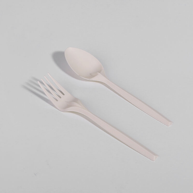 6.7” Corn Starch Disposable Cutlery Set - Knife, Fork,Spoon And Spork White  Bio-6.7”