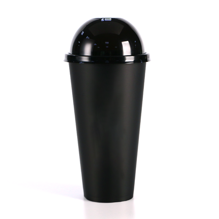 520ml Plastic Cup Squre Bottom Black - 90mm caliber,PP-500-90 BLACK