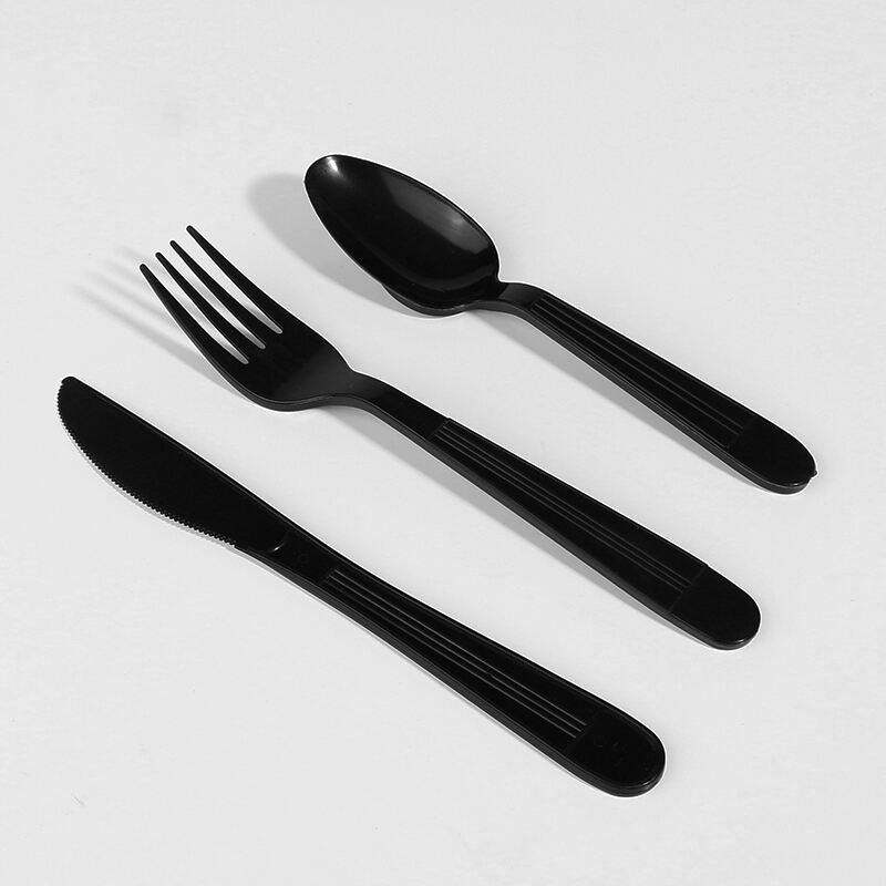 5.4g PP Disposable Plastic Cutlery Set - Knife, Fork,Spoon And Spork Black  PP-5.4g