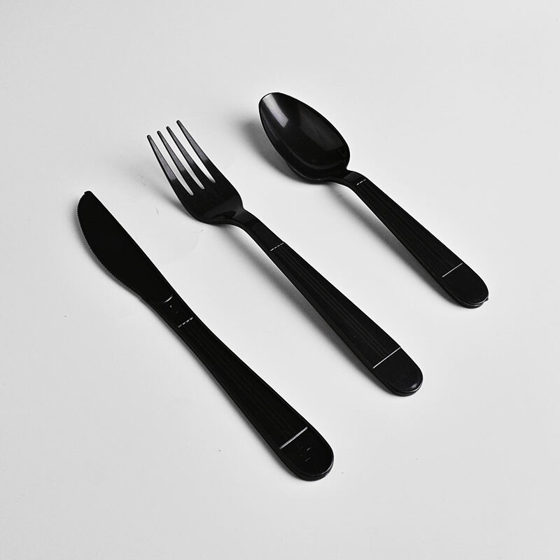 5.4g PP Disposable Plastic Cutlery Set - Knife, Fork,Spoon And Spork Black  PP-5.4g