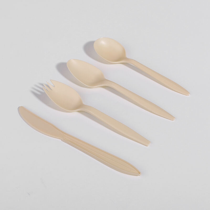 6” Corn Starch Disposable Cutlery Set - Knife, Fork,Spoon And Spork White  Bio-6”