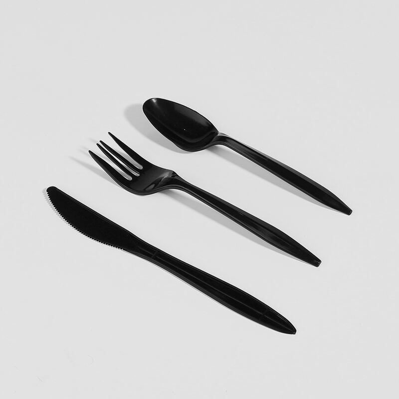 2.5g PP Disposable Plastic Cutlery Set - Knife, Fork,Spoon And Spork Black  PP-2.5g