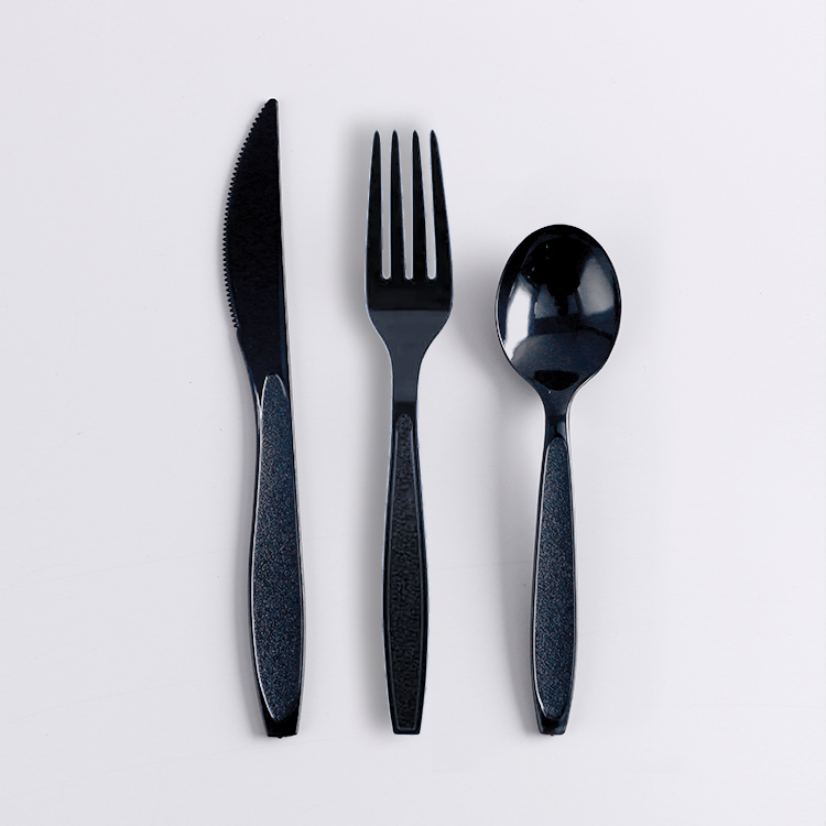 5g PS Disposable Plastic Cutlery Set - Knife, Fork,Spoon And Spork Black  PS-44